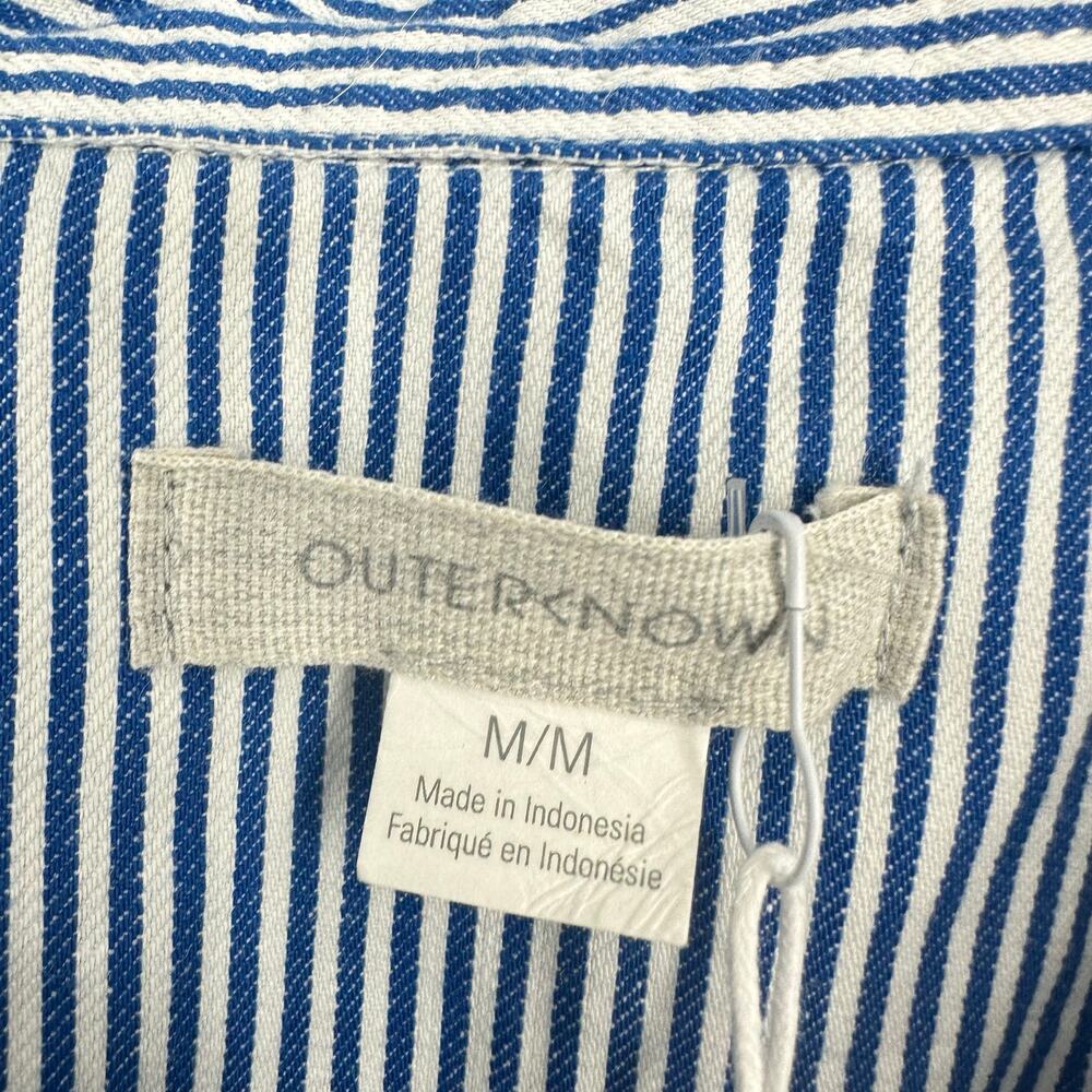 Outerknown Womens Overall Jumpsuit Size M Blue Stripe Linen Coastal Minimalist - Picture 4 of 16